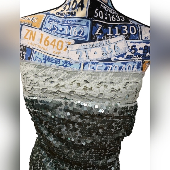 Annarita N NWT Seafoam Green Sequin Strapless Dress Small - Picture 3 of 15